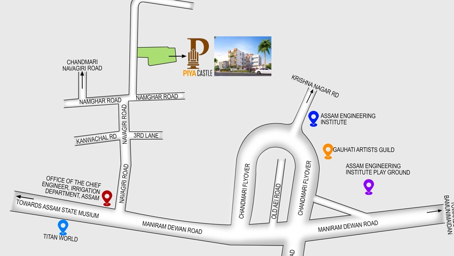 Location of Pragjyotish Piya Castle in Chandmari, Guwahati - Image 433095