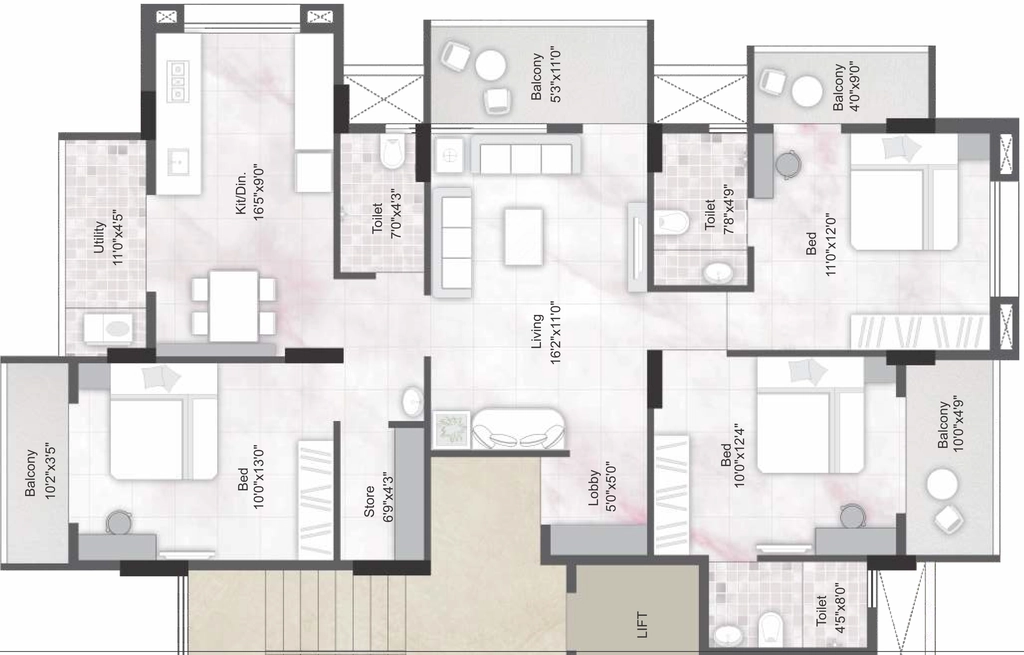 3 BHK Flat in Shree Malhar in Gangapur Road, Nashik - Image 930313