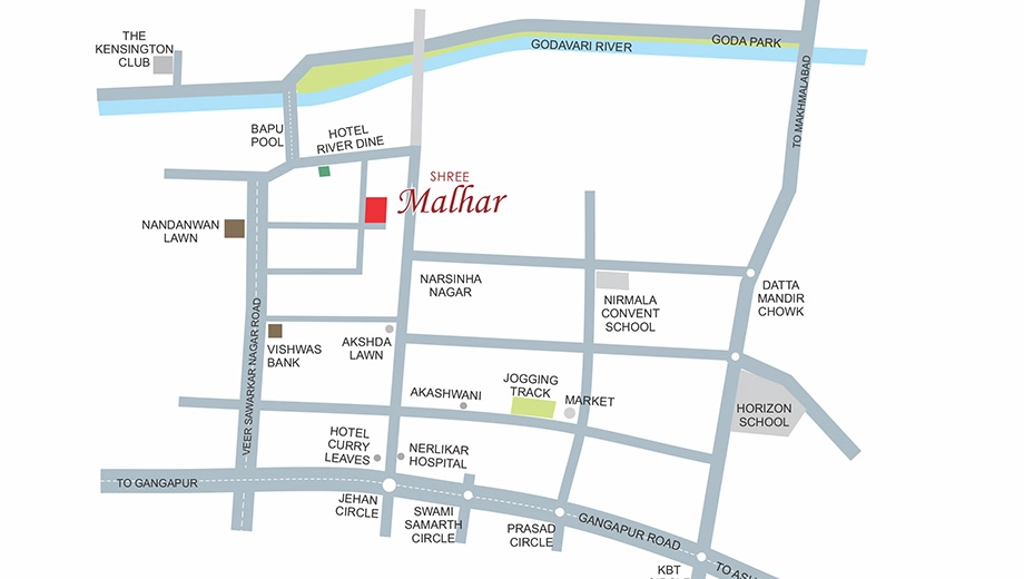 Location of Shree Malhar in Gangapur Road, Nashik - Image 433101