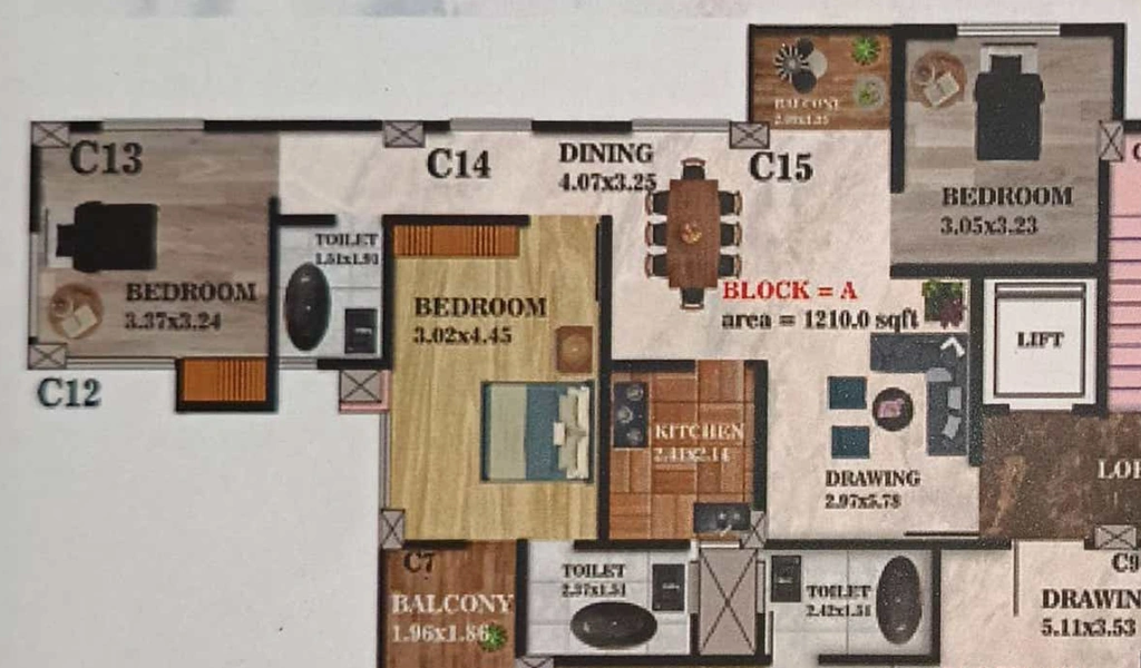 3 BHK Flat in Magnum Shailaja Nalini Residency in Hatigaon, Guwahati - Image 930370