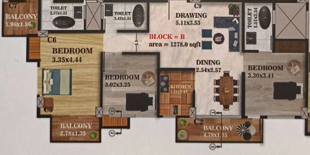 3 BHK Flat in Magnum Shailaja Nalini Residency in Hatigaon, Guwahati - Image 930371