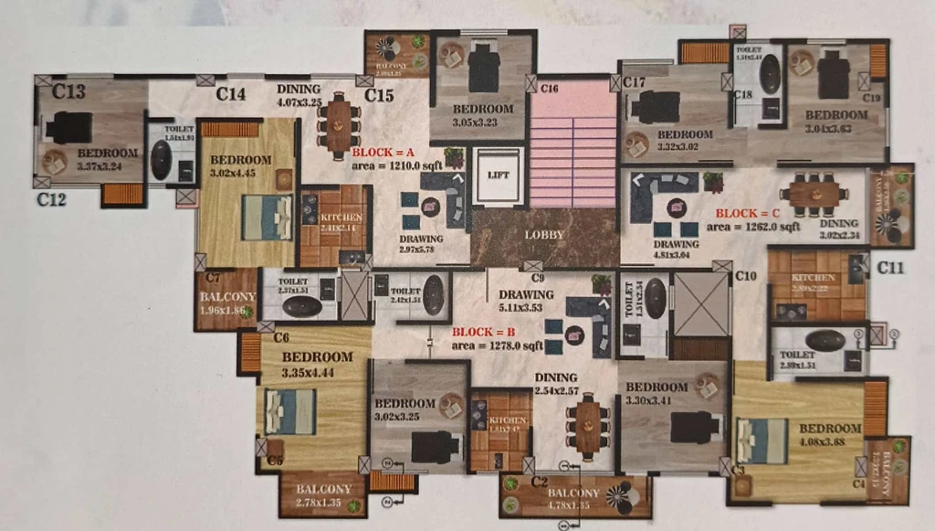 Floor Plan of Magnum Shailaja Nalini Residency in Hatigaon, Guwahati - Image 433211