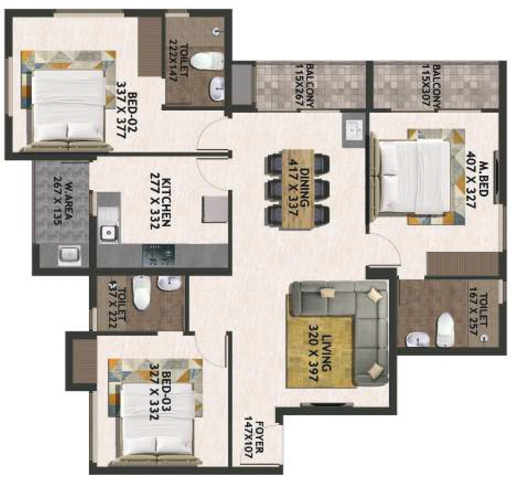 3 BHK Flat in PNR The Grand Rosso in Nalanchira, Thiruvananthapuram - Image 930437