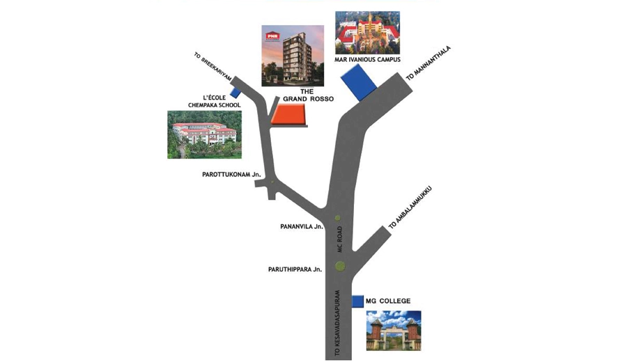 Location of PNR The Grand Rosso in Nalanchira, Thiruvananthapuram - Image 433368