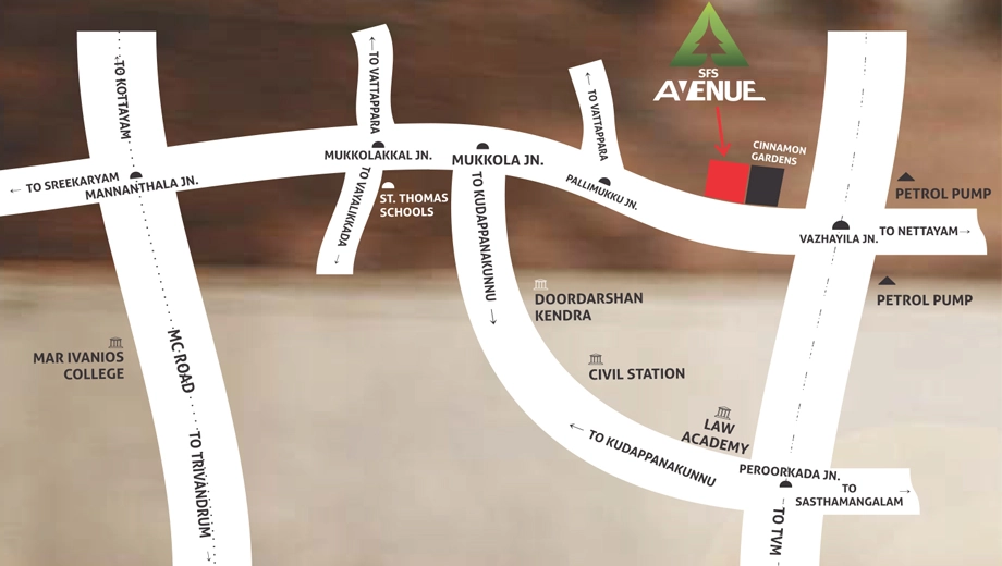 Location of SFS Avenue in Peroorkada, Thiruvananthapuram - Image 433361