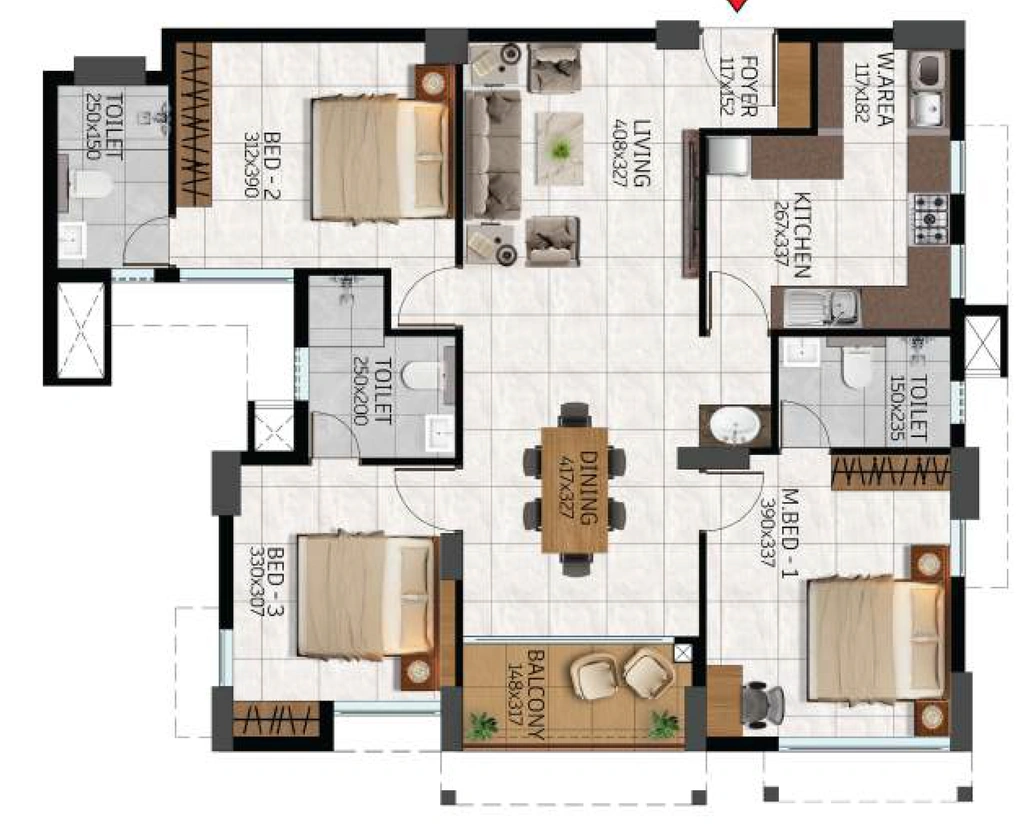 3 BHK Flat in Arcon Opus One in Pattom, Thiruvananthapuram - Image 930455