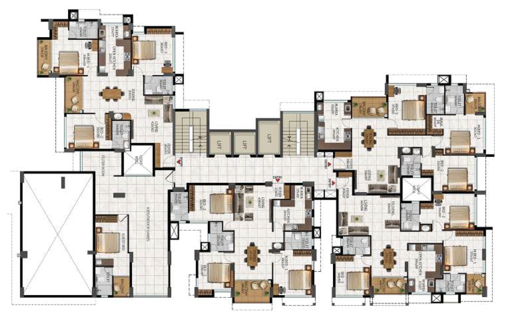 Floor Plan of Arcon Opus One in Pattom, Thiruvananthapuram - Image 433416