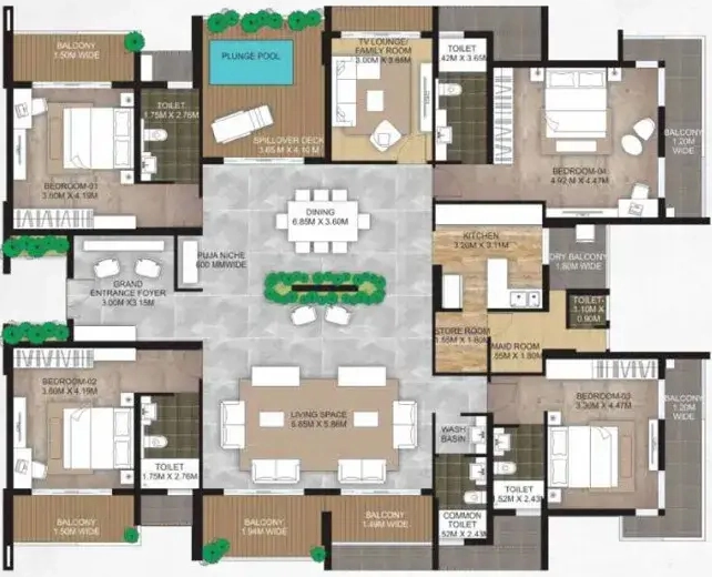 4 BHK Flat in Artech The Address in Kuravankonam, Thiruvananthapuram - Image 930450