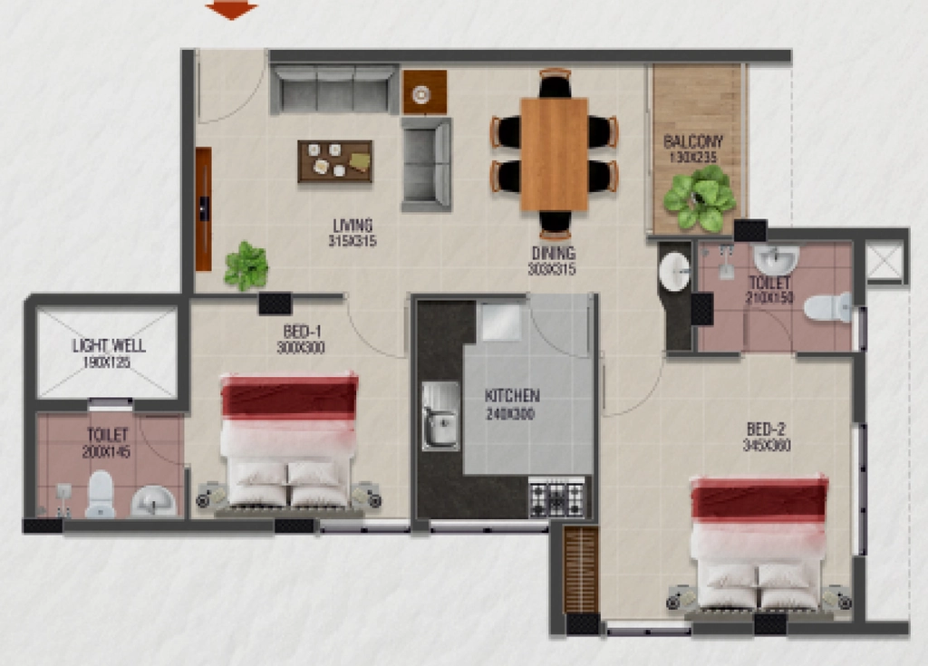 2 BHK Flat in Beacon Oasis in Sasthamangalam, Thiruvananthapuram - Image 930442