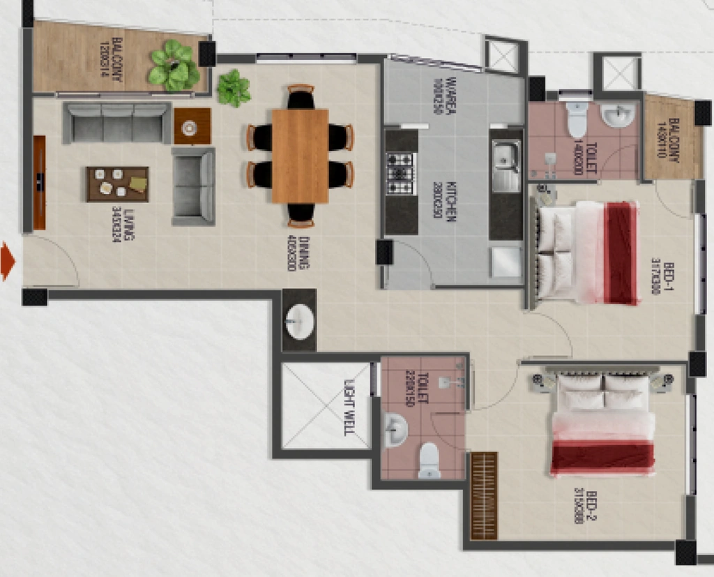 2 BHK Flat in Beacon Oasis in Sasthamangalam, Thiruvananthapuram - Image 930443