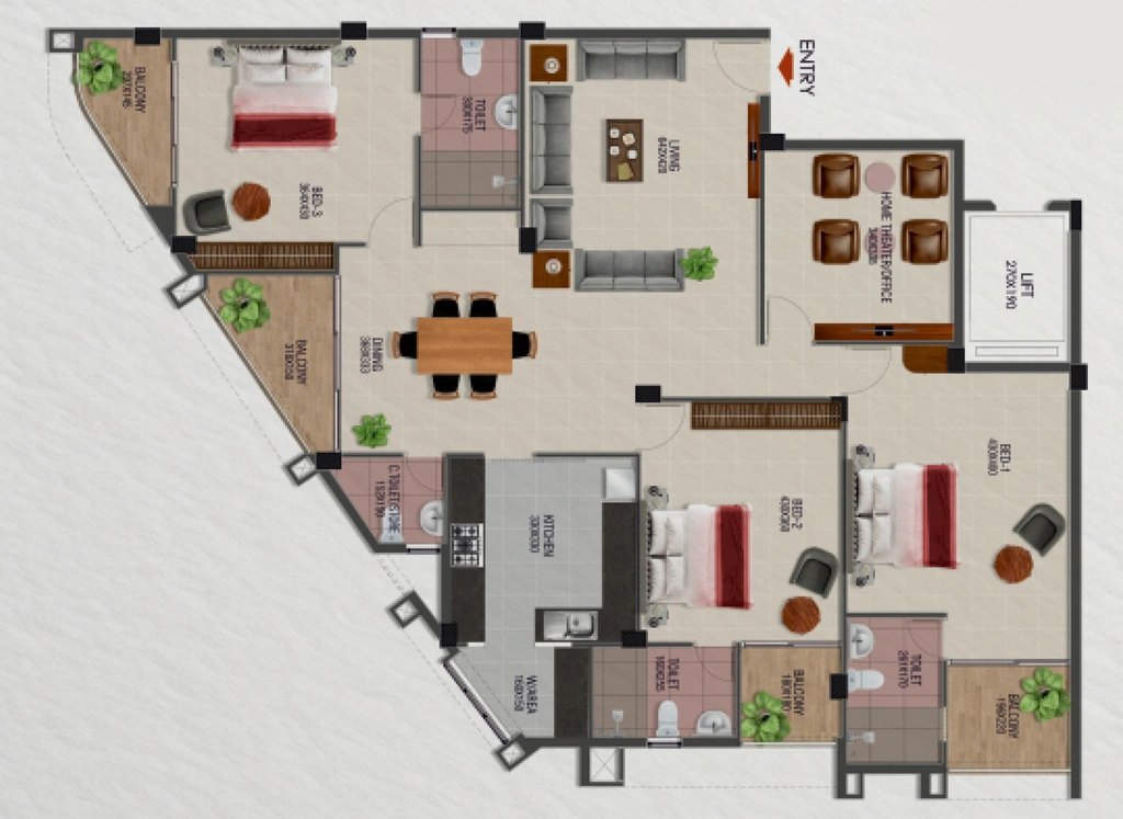 3 BHK Flat in Beacon Oasis in Sasthamangalam, Thiruvananthapuram - Image 930446