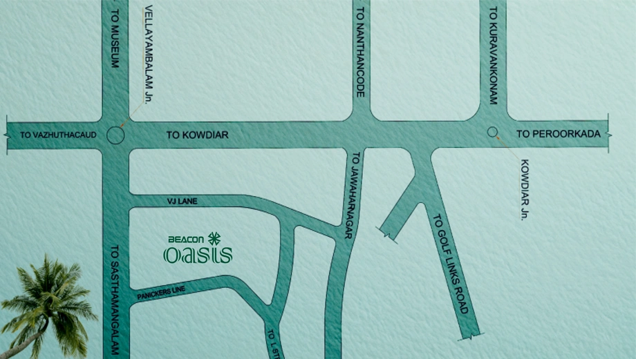 Location of Beacon Oasis in Sasthamangalam, Thiruvananthapuram - Image 433399