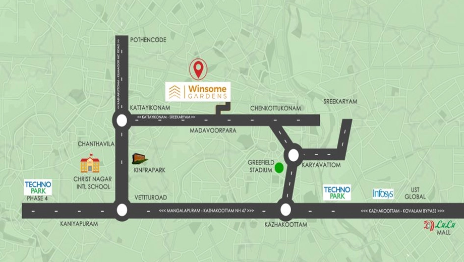 Location of Casa Winsome Gardens in Karyavattom, Thiruvananthapuram - Image 433378