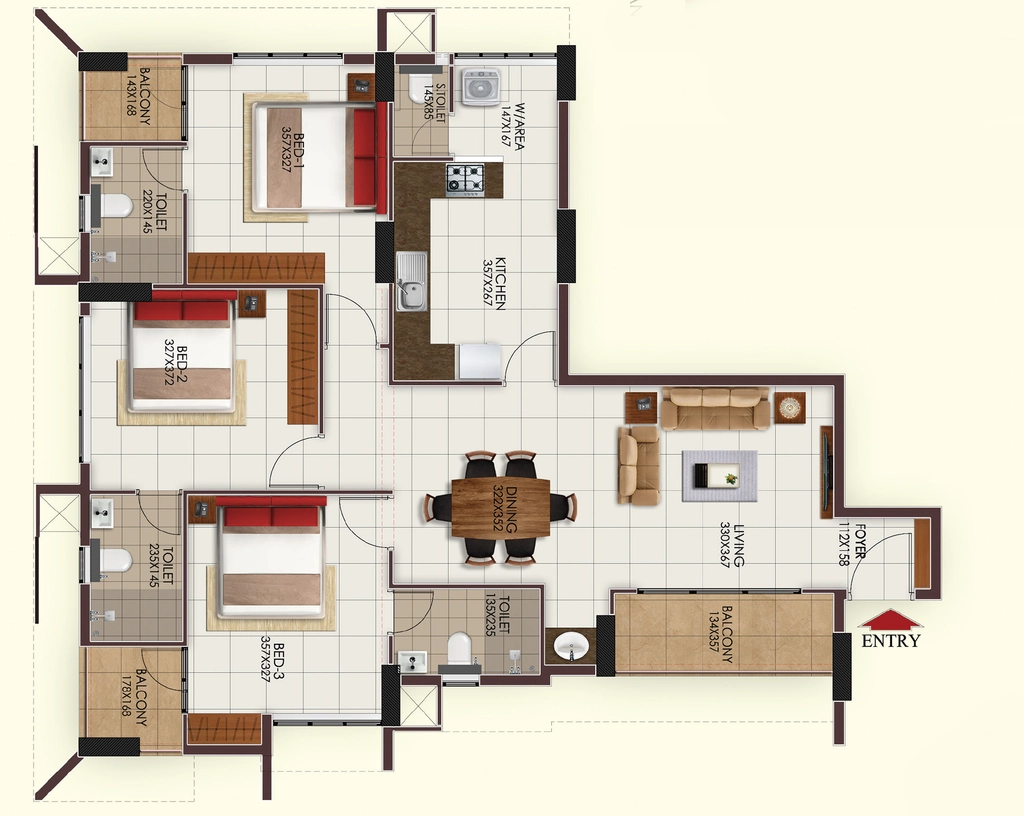 3 BHK Flat in Chothys The Square in Kulathoor, Thiruvananthapuram - Image 930479