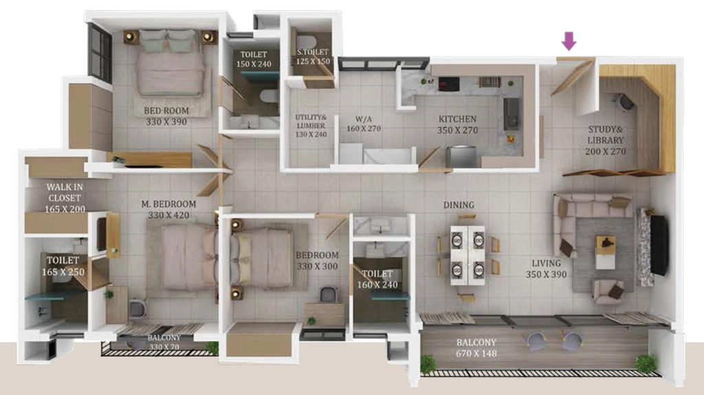 3 BHK Flat in Condor Dahlia in Kuravankonam, Thiruvananthapuram - Image 930474
