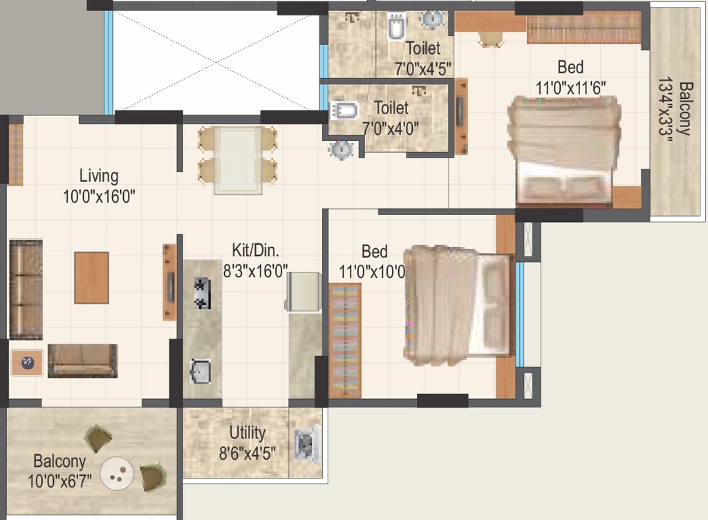 2 BHK Flat in Shree Nandan in Dwarka, Nashik - Image 930382