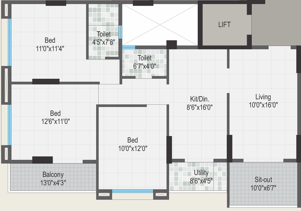 3 BHK Flat in Shree Nandan in Dwarka, Nashik - Image 930384