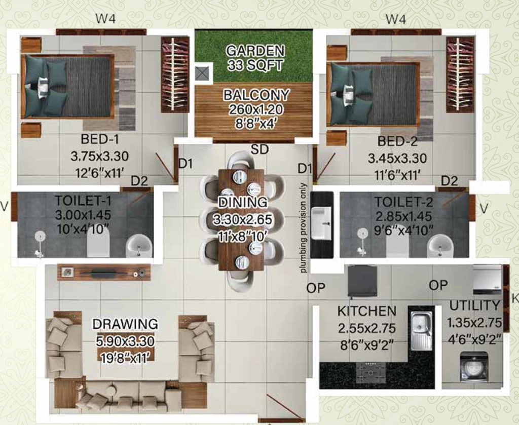 2 BHK Flat in Confident Astoria in Kulathoor, Thiruvananthapuram - Image 930469