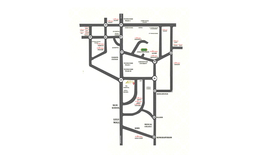 Location of Confident Astoria in Kulathoor, Thiruvananthapuram - Image 433446