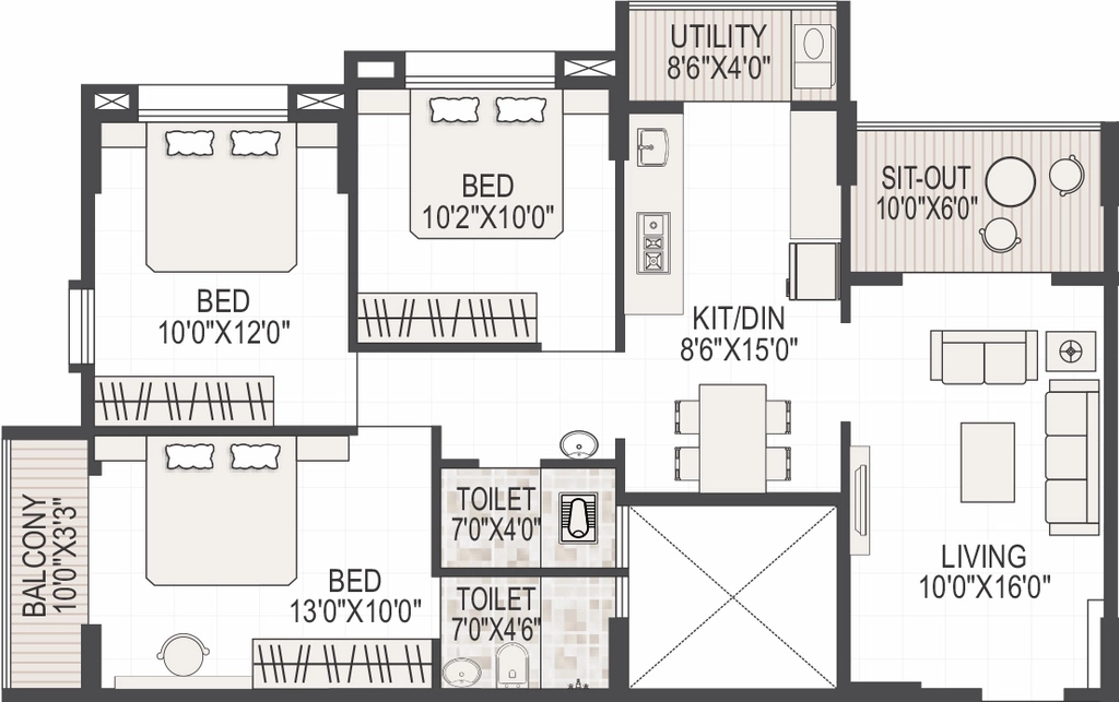 3 BHK Flat in Shree Venkatesh Park in Ashoka Marg, Nashik - Image 930386