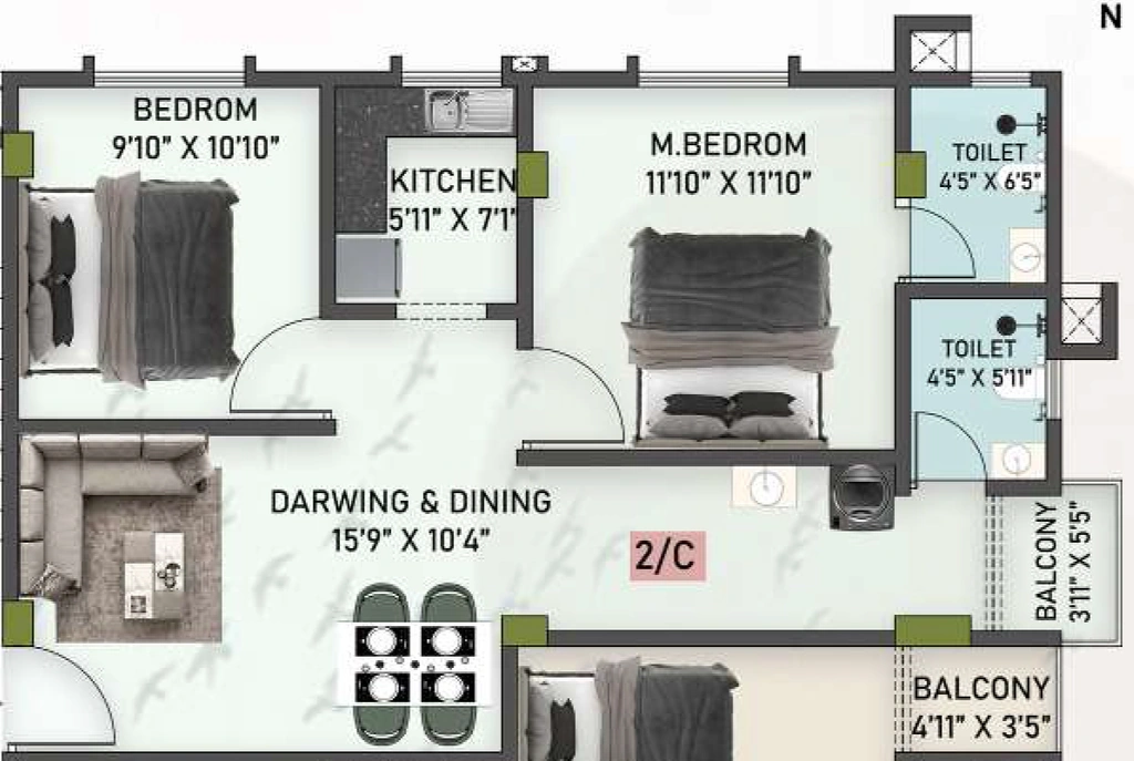 2 BHK Flat in Urban Enclave in Lal Ganesh, Guwahati - Image 930387