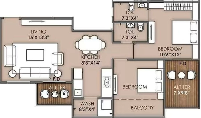 2 BHK Flat in Shreeji Sky View in Govind Nagar, Nashik - Image 930391