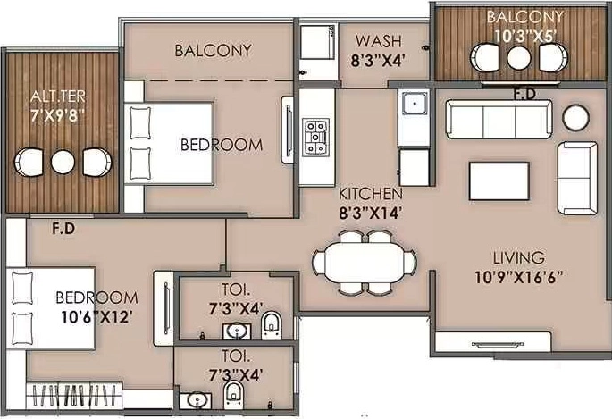 2 BHK Flat in Shreeji Sky View in Govind Nagar, Nashik - Image 930392