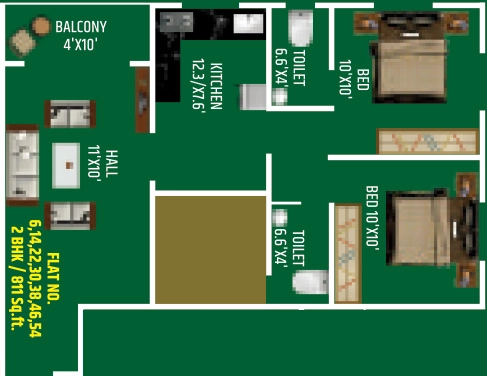 2 BHK Flat in Shreevastu Residency in Pathardi Phata, Nashik - Image 930397