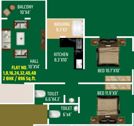2 BHK Flat in Shreevastu Residency in Pathardi Phata, Nashik - Image 930398