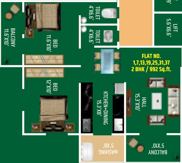 2 BHK Flat in Shreevastu Residency in Pathardi Phata, Nashik - Image 930399