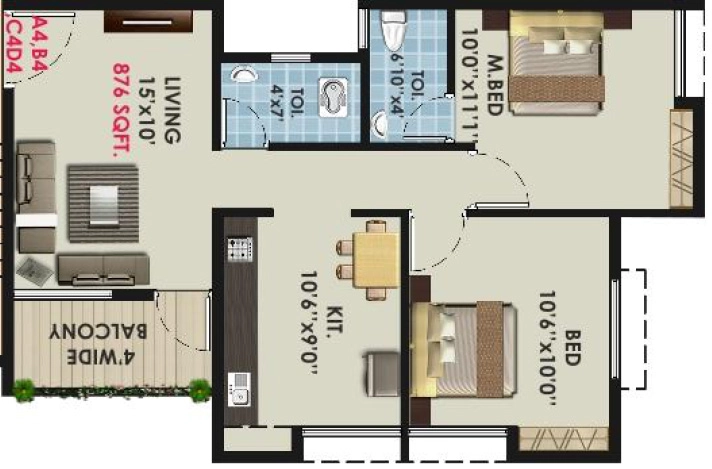 2 BHK Flat in Siddhesh Pride in Dwarka, Nashik - Image 930400