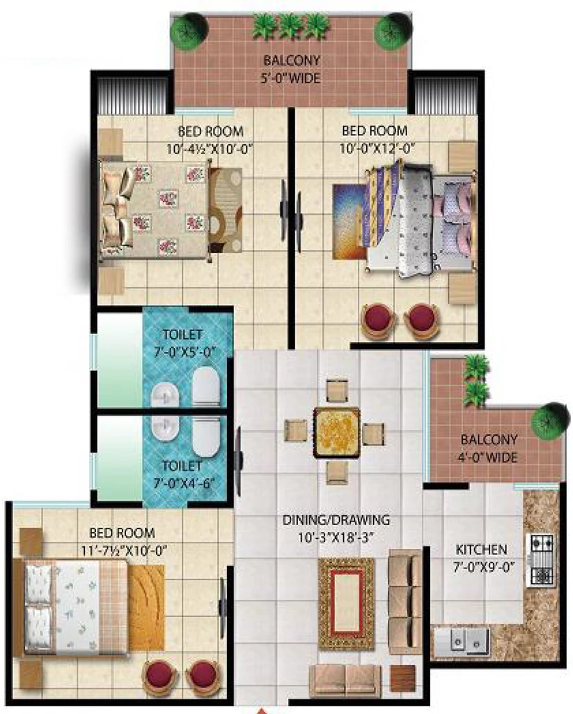3 BHK Flat in Manju J Red Apple Homez in Sikrod, Ghaziabad - Image 930412