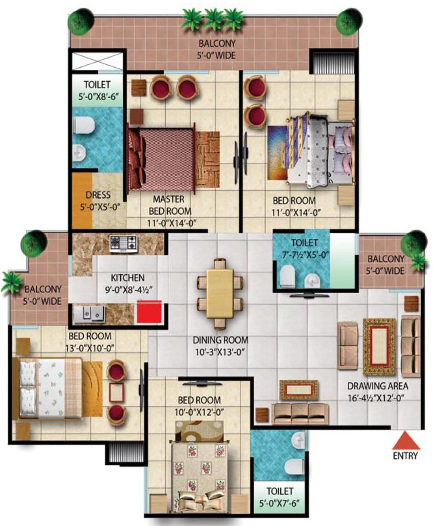 4 BHK Flat in Manju J Red Apple Homez in Sikrod, Ghaziabad - Image 930414
