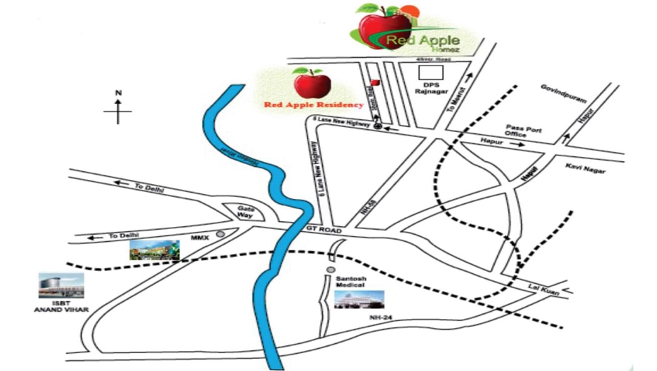 Location of Manju J Red Apple Homez in Sikrod, Ghaziabad - Image 433315