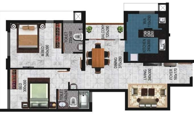 2 BHK Flat in Cordon Viswaas in Kuravankonam, Thiruvananthapuram - Image 930461