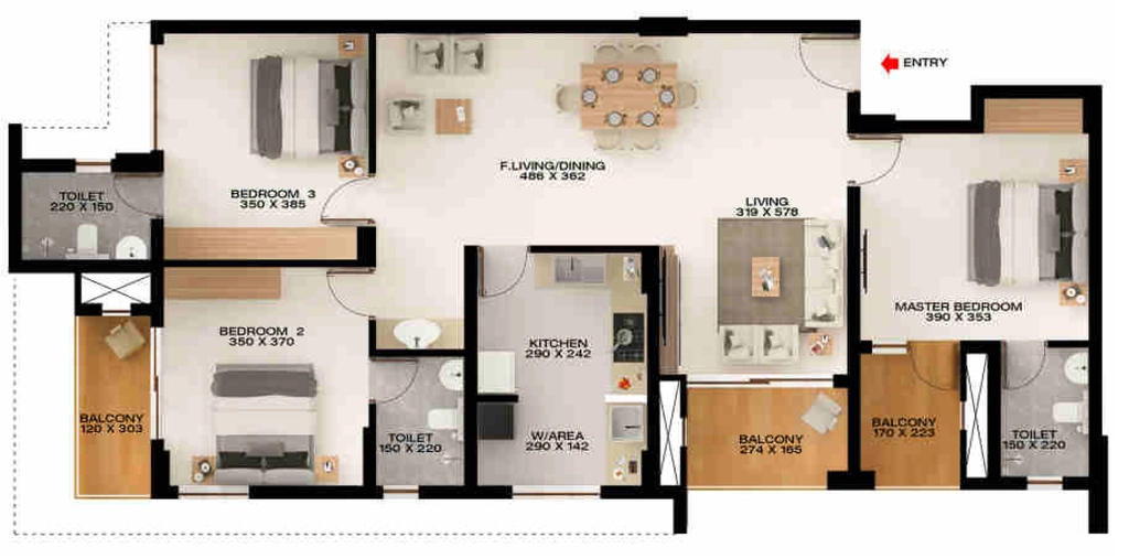 3 BHK Flat in Favourite The Park View in Kazhakootam, Thiruvananthapuram - Image 930509