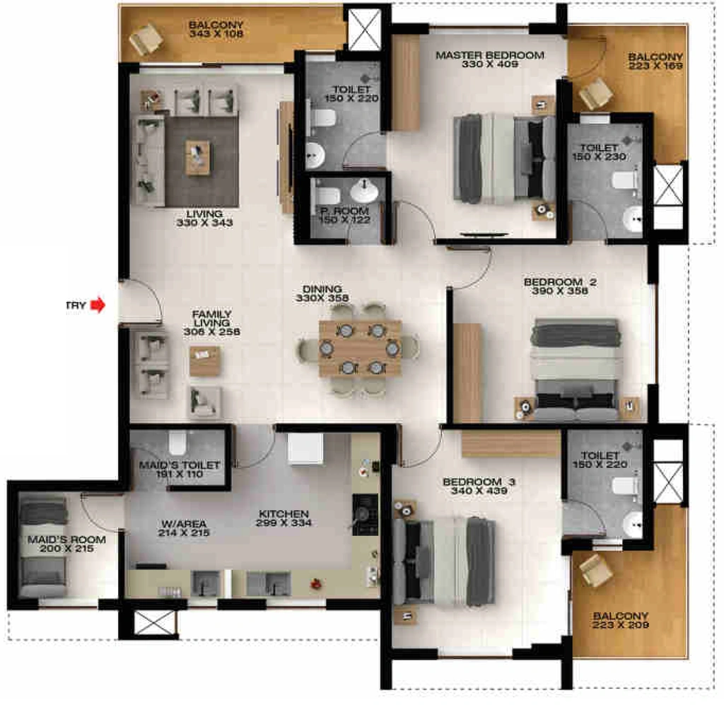 3 BHK Flat in Favourite The Park View in Kazhakootam, Thiruvananthapuram - Image 930510