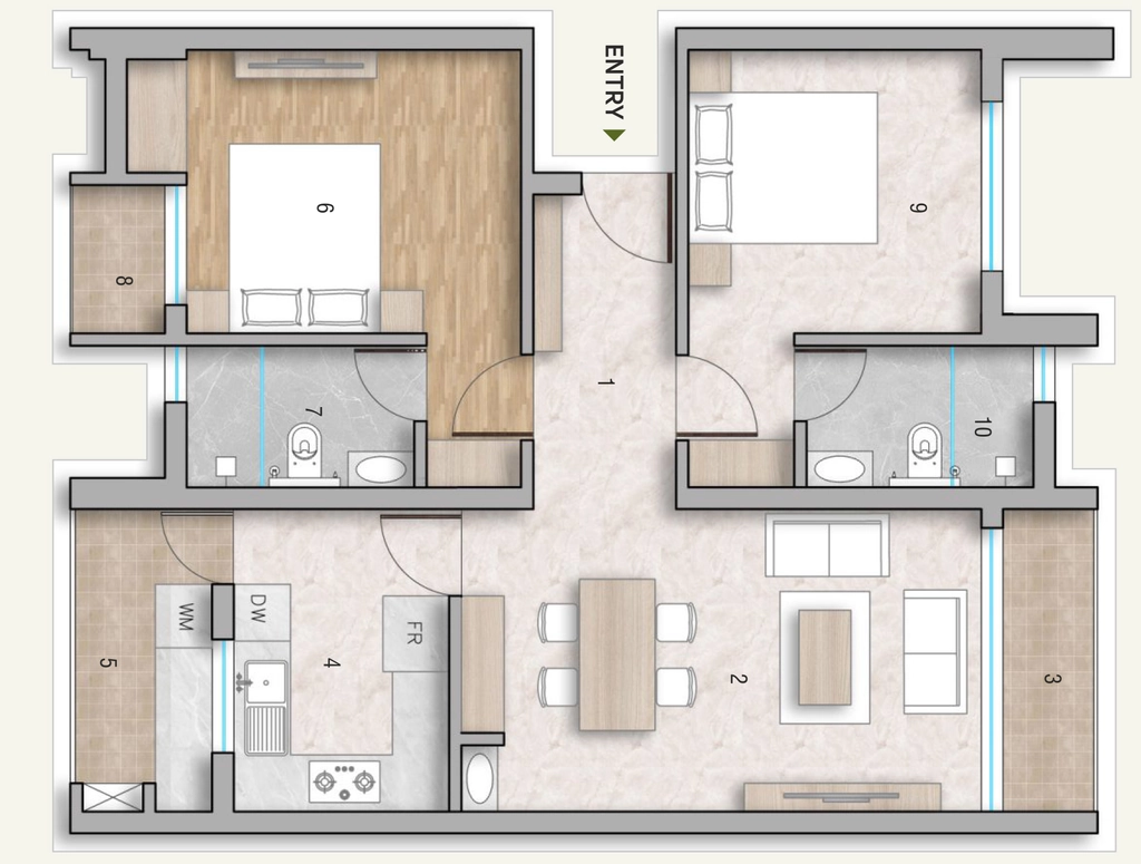 2 BHK Flat in Heather Steps in Nalanchira, Thiruvananthapuram - Image 930497