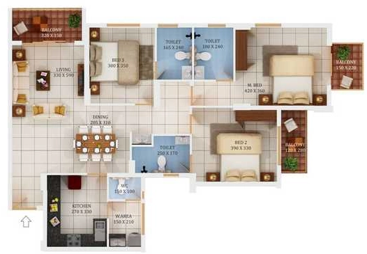 3 BHK Flat in Cordon Providence in Kuravankonam, Thiruvananthapuram - Image 930494