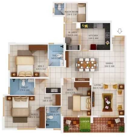 3 BHK Flat in Cordon Providence in Kuravankonam, Thiruvananthapuram - Image 930496
