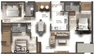 3 BHK Flat in JJ Vistara in Anayara, Thiruvananthapuram - Image 930489