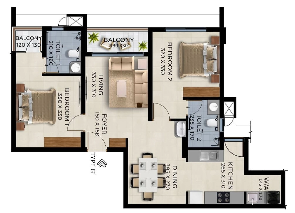 2 BHK Flat in Sree Dhanya Anklets in Kudappanakunnu, Thiruvananthapuram - Image 930574