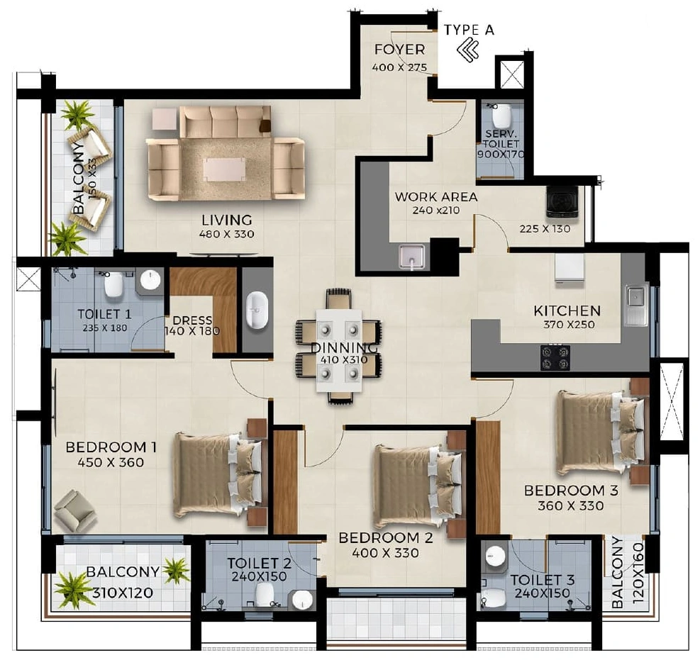 3 BHK Flat in Sree Dhanya Anklets in Kudappanakunnu, Thiruvananthapuram - Image 930578