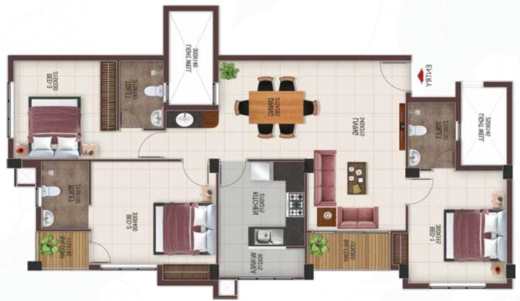 3 BHK Flat in Sun Ellora in Menamkulam, Thiruvananthapuram - Image 930569