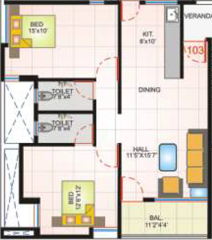 2 BHK Flat in Sumanchandra Town in Pathardi Phata, Nashik - Image 930458