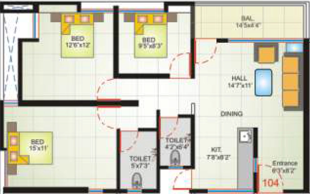 3 BHK Flat in Sumanchandra Town in Pathardi Phata, Nashik - Image 930459