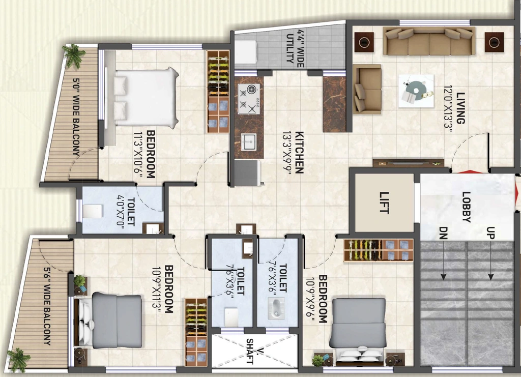 3 BHK Flat in Ruddhi Tapovan Orchid in Dwarka, Nashik - Image 930481