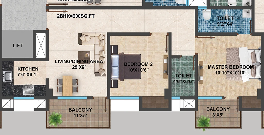 2 BHK Flat in Brahmaputra Abhay Nilima Enclave in Azara, Guwahati - Image 930580