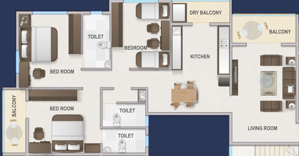 3 BHK Flat in Ram Vaidehi Park in Dwarka, Nashik - Image 930501