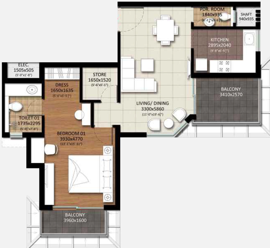 1 BHK Flat in RBS Nilaya Heights in Haridwar Road, Dehradun - Image 930519